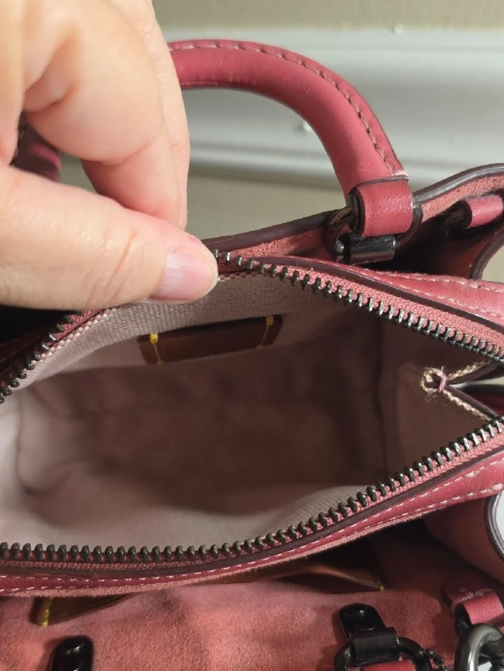 Coach Pink Upwoven Mini Satchel with Leather Trim